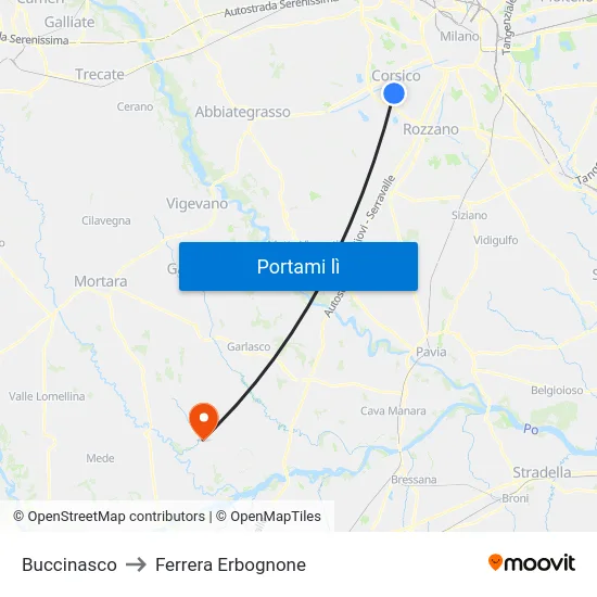 Buccinasco to Ferrera Erbognone map