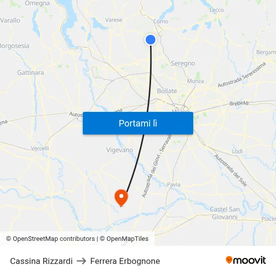 Cassina Rizzardi to Ferrera Erbognone map