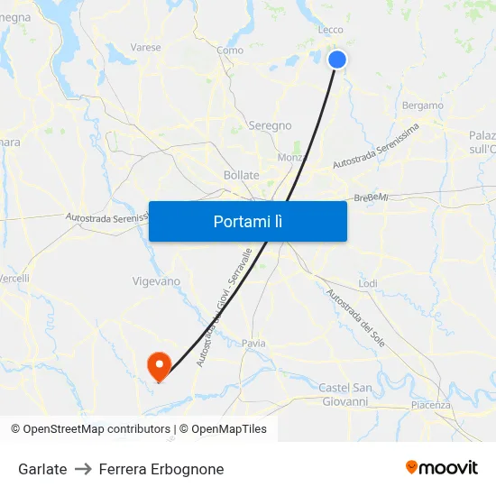 Garlate to Ferrera Erbognone map