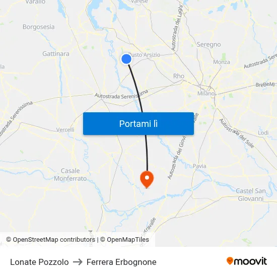 Lonate Pozzolo to Ferrera Erbognone map
