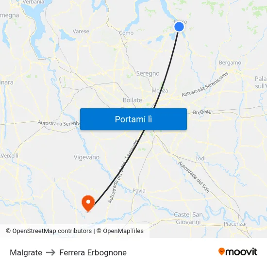 Malgrate to Ferrera Erbognone map