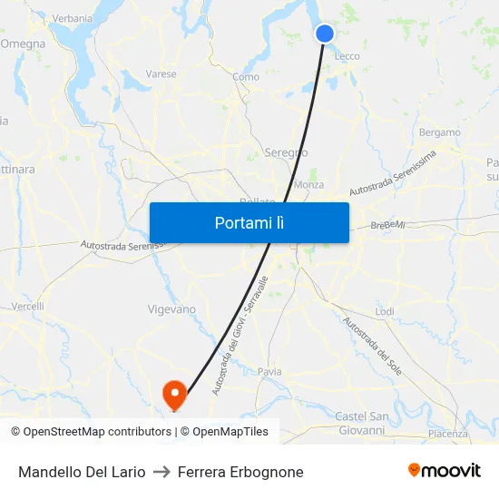 Mandello Del Lario to Ferrera Erbognone map