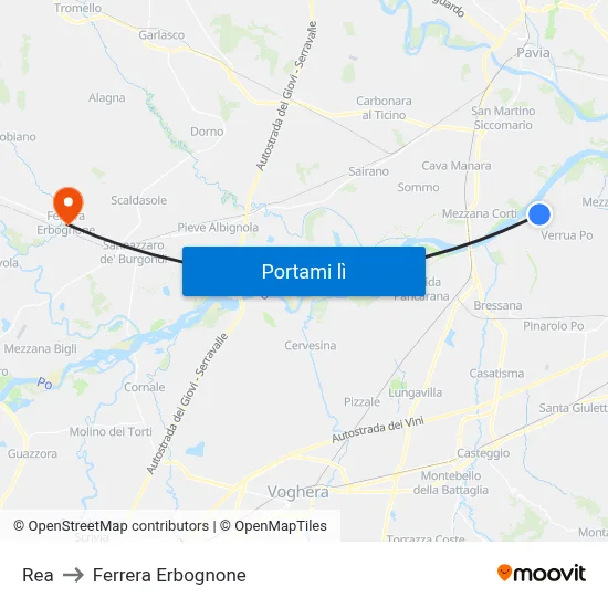 Rea to Ferrera Erbognone map