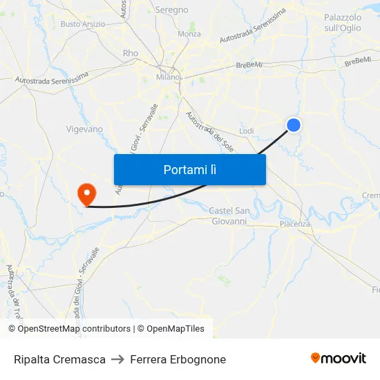 Ripalta Cremasca to Ferrera Erbognone map