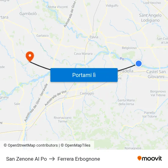 San Zenone Al Po to Ferrera Erbognone map