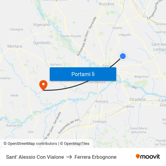 Sant' Alessio Con Vialone to Ferrera Erbognone map