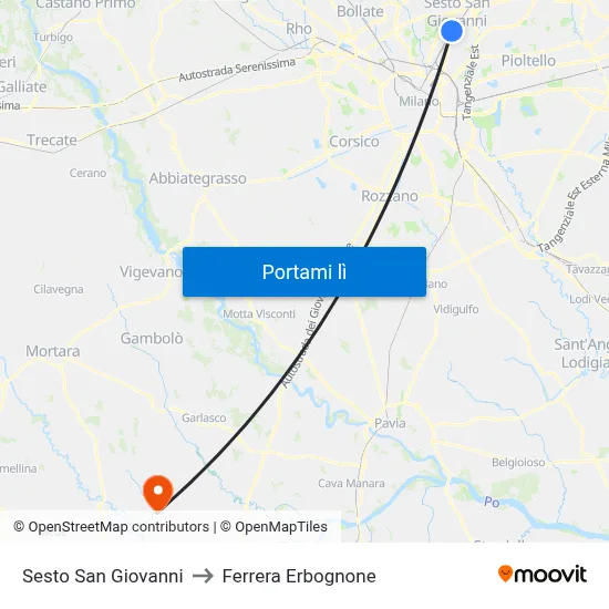 Sesto San Giovanni to Ferrera Erbognone map