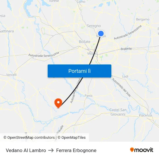 Vedano Al Lambro to Ferrera Erbognone map