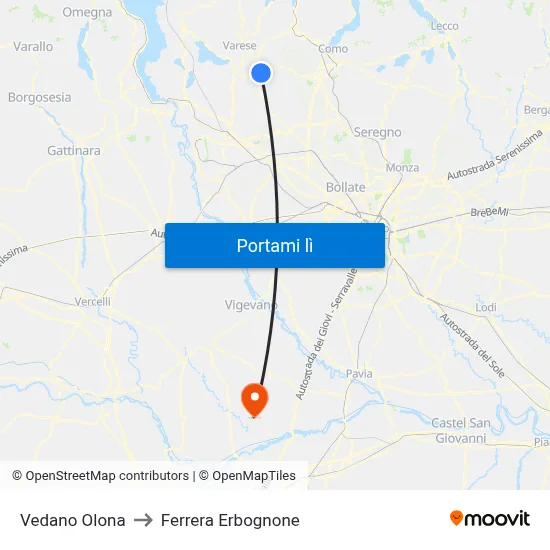 Vedano Olona to Ferrera Erbognone map