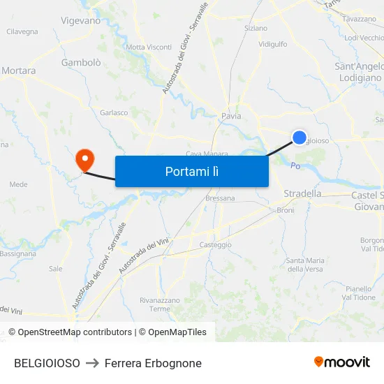 BELGIOIOSO to Ferrera Erbognone map