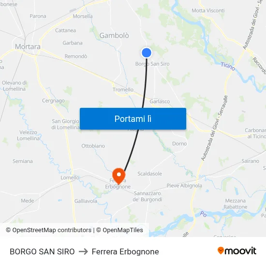 BORGO SAN SIRO to Ferrera Erbognone map