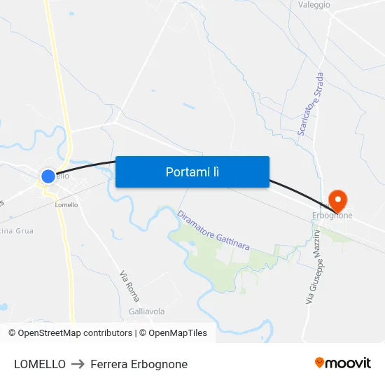 LOMELLO to Ferrera Erbognone map