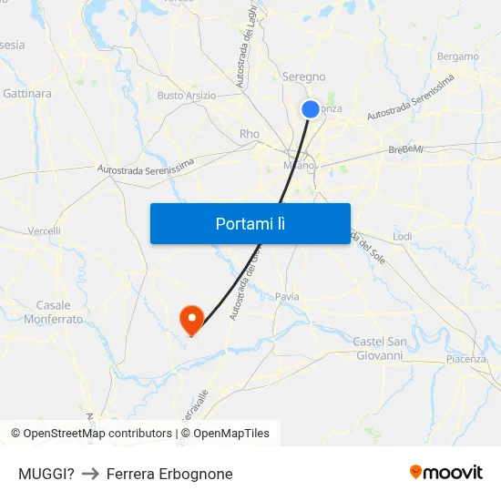 MUGGI? to Ferrera Erbognone map