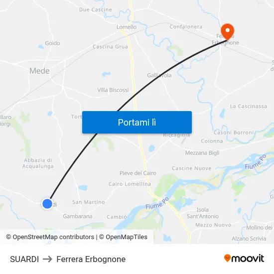 SUARDI to Ferrera Erbognone map