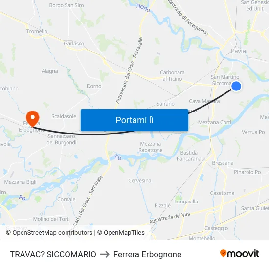 TRAVAC? SICCOMARIO to Ferrera Erbognone map