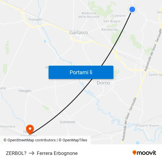 ZERBOL? to Ferrera Erbognone map