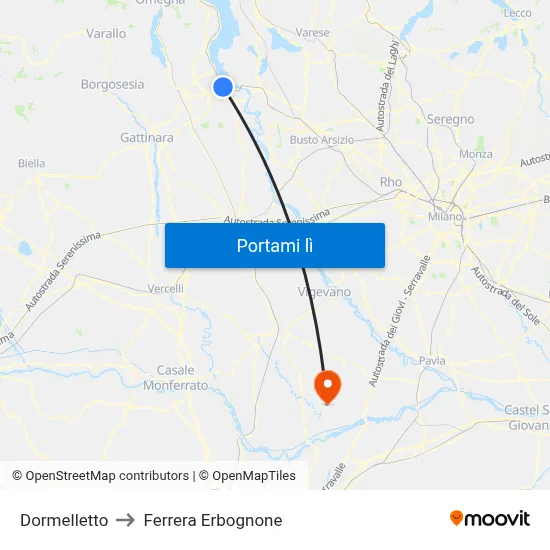 Dormelletto to Ferrera Erbognone map