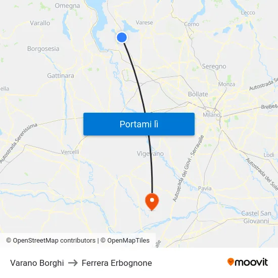Varano Borghi to Ferrera Erbognone map