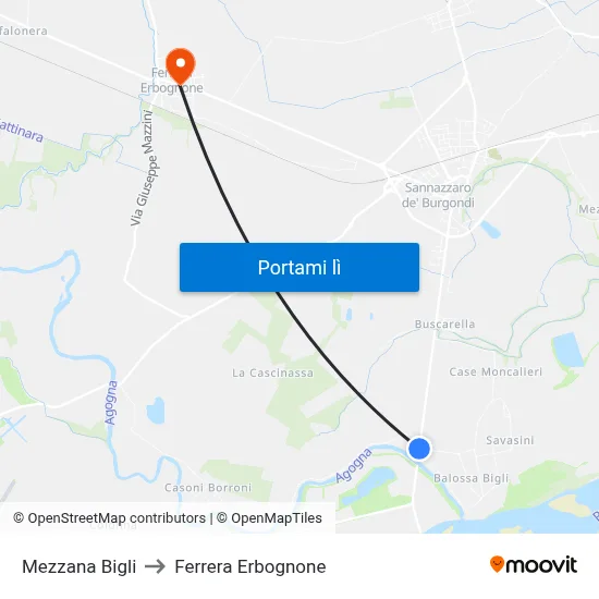 Mezzana Bigli to Ferrera Erbognone map
