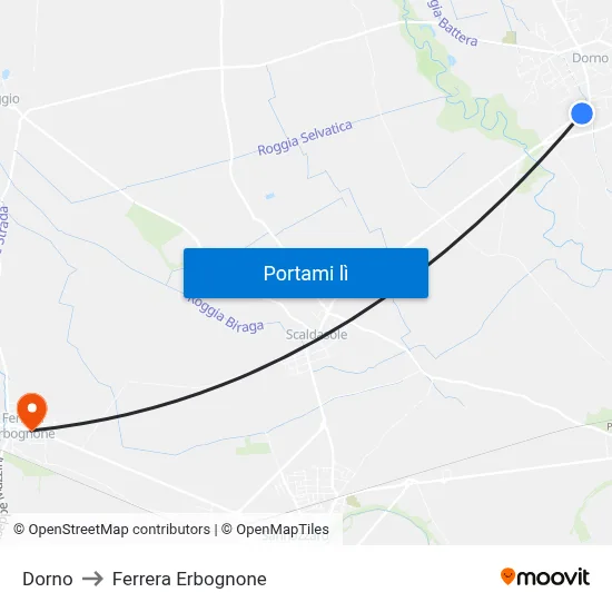 Dorno to Ferrera Erbognone map
