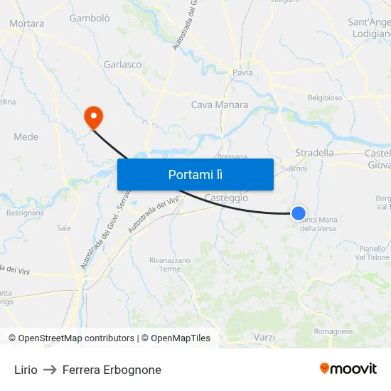 Lirio to Ferrera Erbognone map