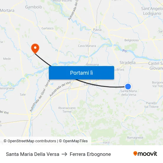Santa Maria Della Versa to Ferrera Erbognone map