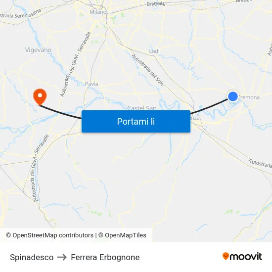 Spinadesco to Ferrera Erbognone map