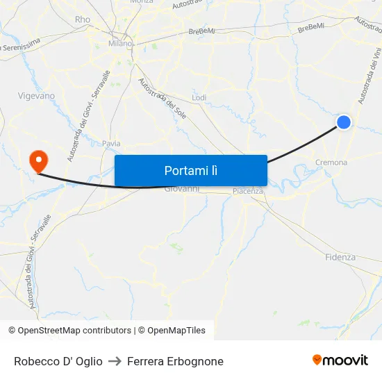 Robecco D' Oglio to Ferrera Erbognone map
