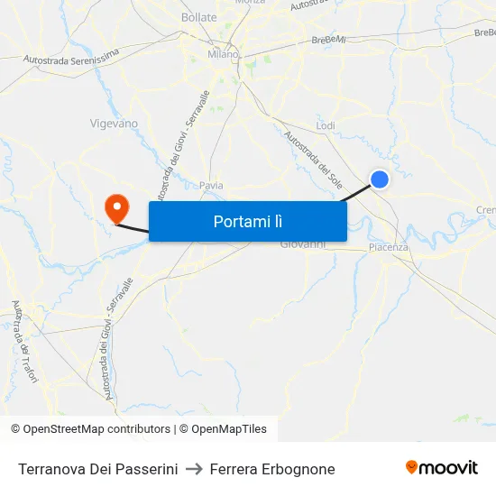 Terranova Dei Passerini to Ferrera Erbognone map