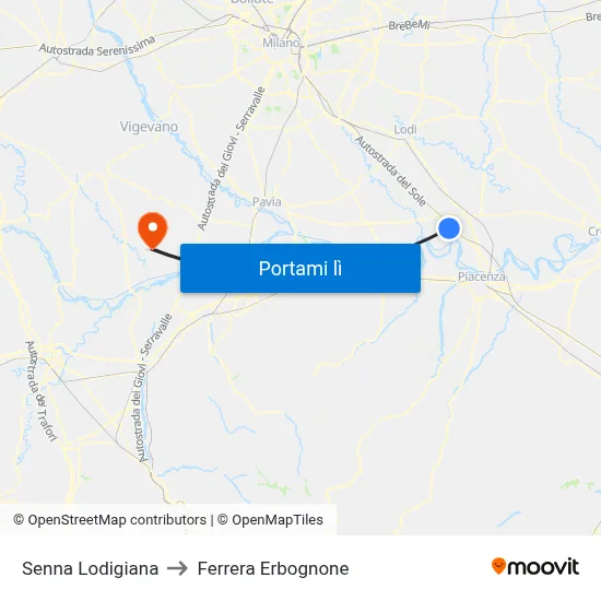 Senna Lodigiana to Ferrera Erbognone map