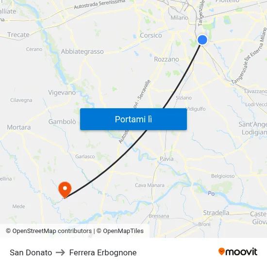 San Donato to Ferrera Erbognone map