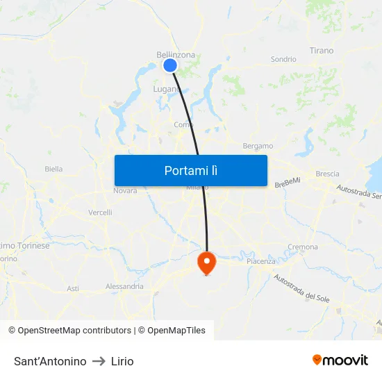 Sant’Antonino to Lirio map