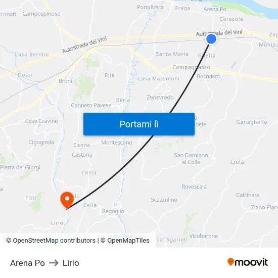 Arena Po to Lirio map
