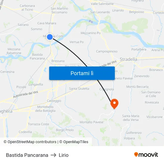 Bastida Pancarana to Lirio map
