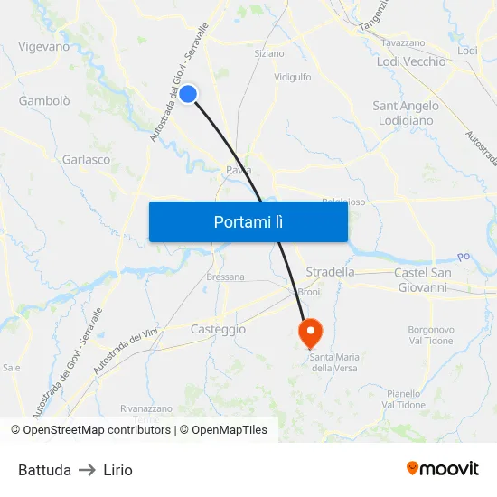 Battuda to Lirio map