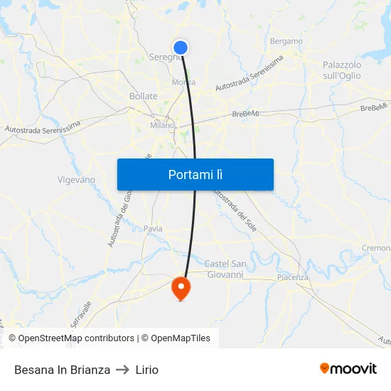 Besana In Brianza to Lirio map