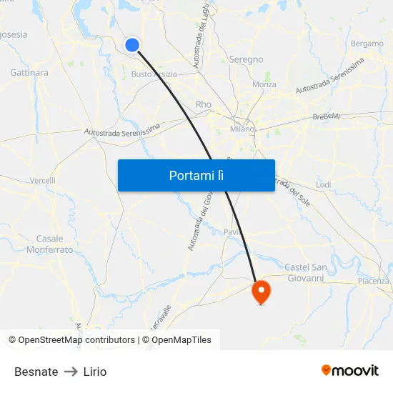Besnate to Lirio map