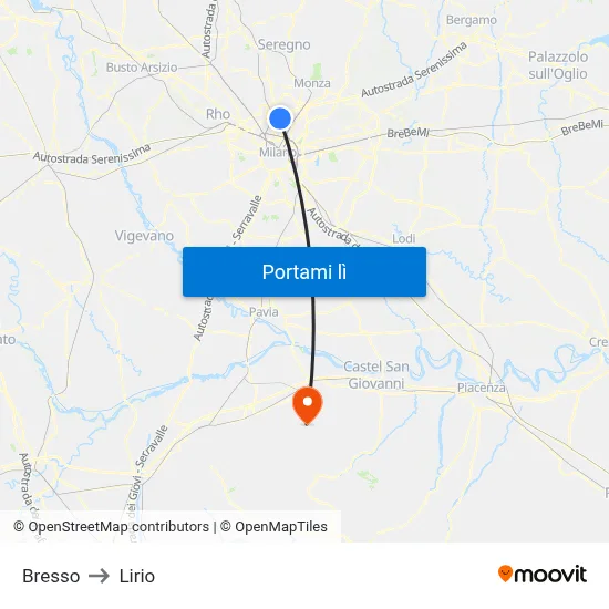 Bresso to Lirio map