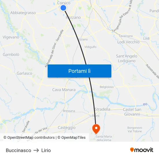 Buccinasco to Lirio map