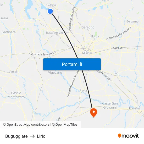 Buguggiate to Lirio map
