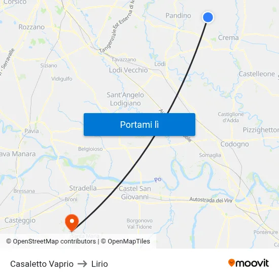Casaletto Vaprio to Lirio map
