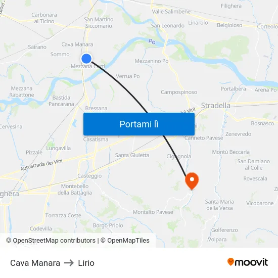Cava Manara to Lirio map