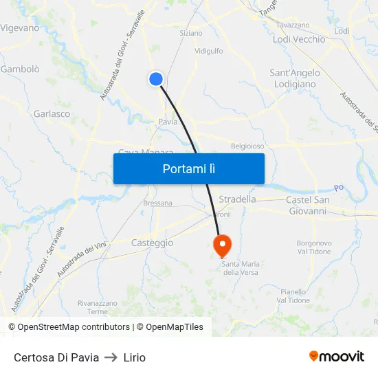 Certosa Di Pavia to Lirio map