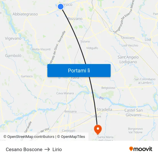 Cesano Boscone to Lirio map