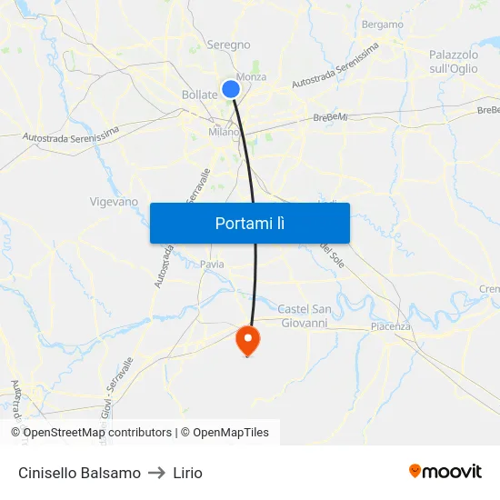Cinisello Balsamo to Lirio map