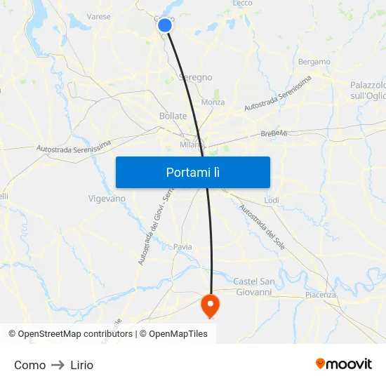 Como to Lirio map