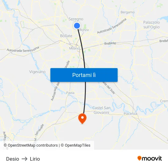 Desio to Lirio map