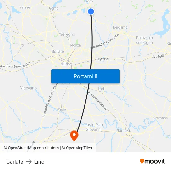 Garlate to Lirio map
