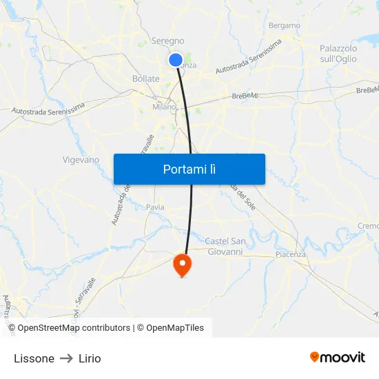 Lissone to Lirio map