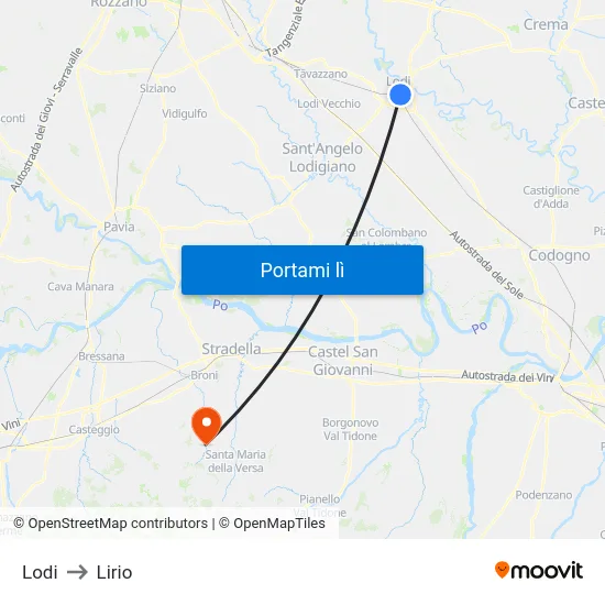 Lodi to Lirio map